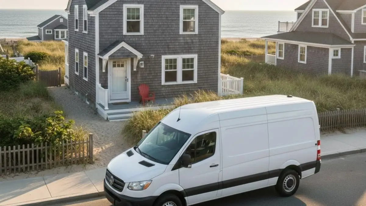 Kealey's Duct and Dryer Cleaning van near Hampton, NH beach property and rental homes