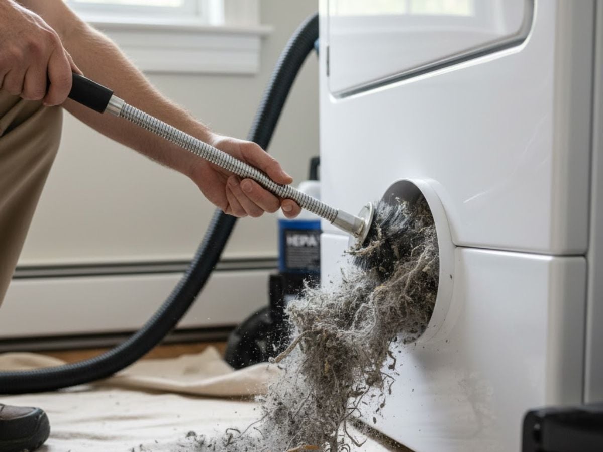 Professional dryer vent cleaning process by Kealey's in Portsmouth NH