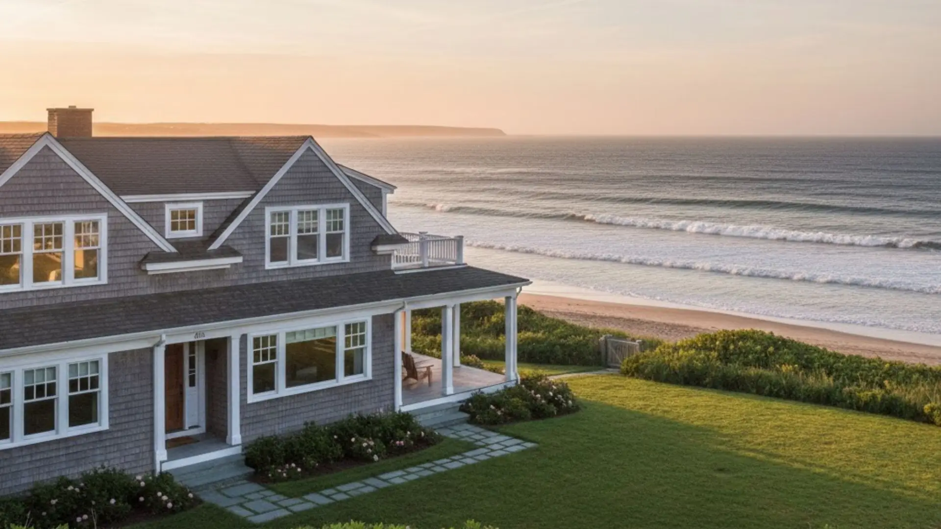 Coastal home in Rye, NH, overlooking ocean waves, highlighting the importance of duct and dryer vent cleaning for local residents.