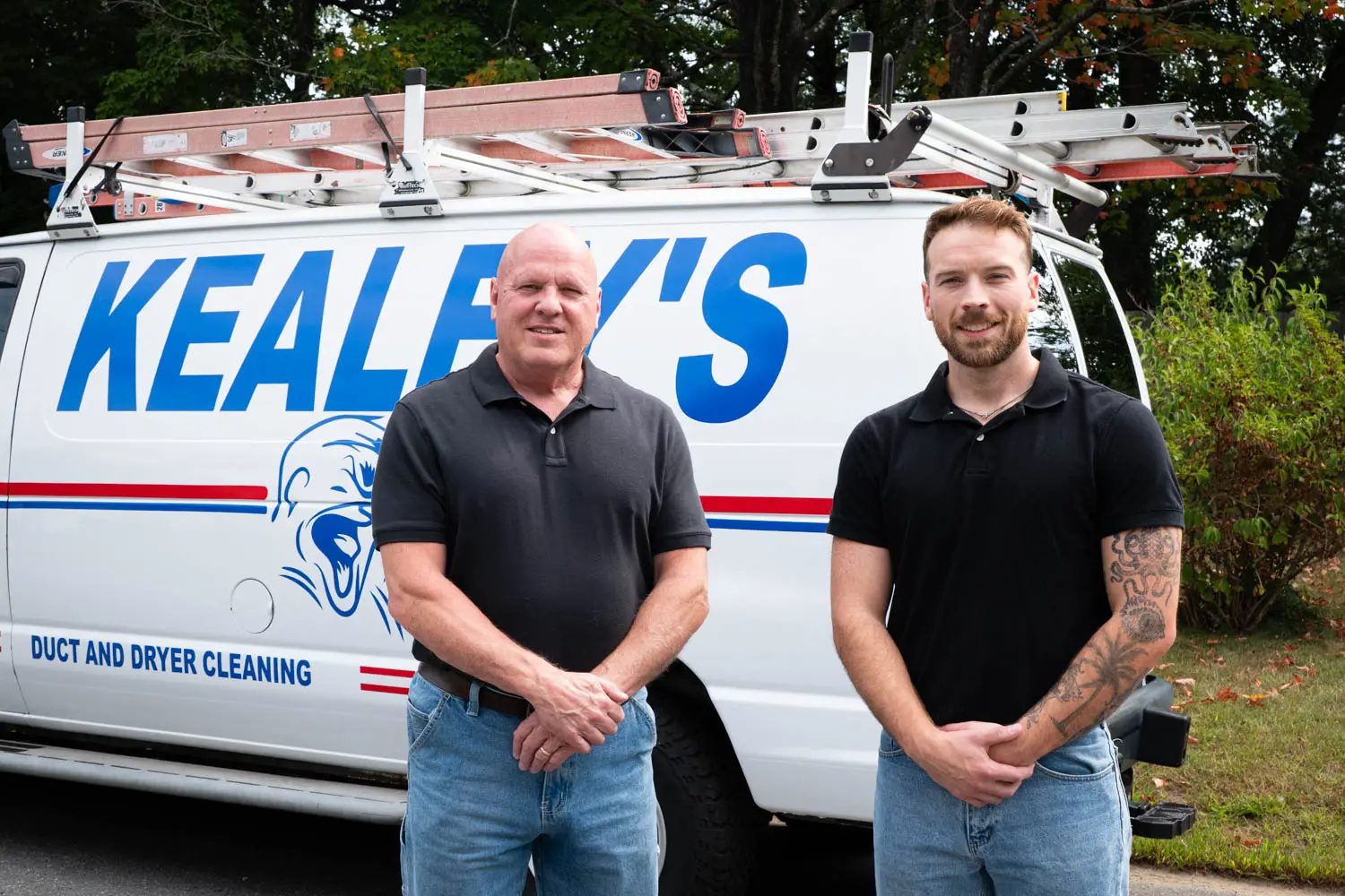Kealey's Duct and Dryer Cleaning service technician ready for customer contact and scheduling.